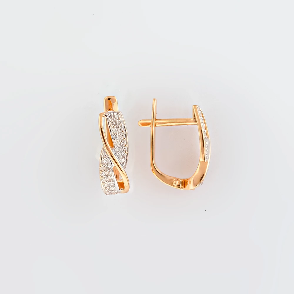 Серьги с бриллиантом из красного золота 585 пробы