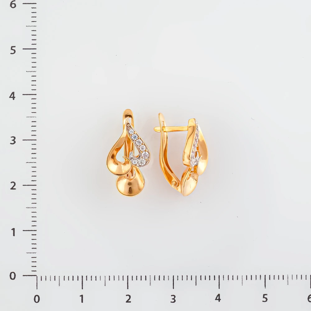 Серьги с фианитом из красного золота 585 пробы