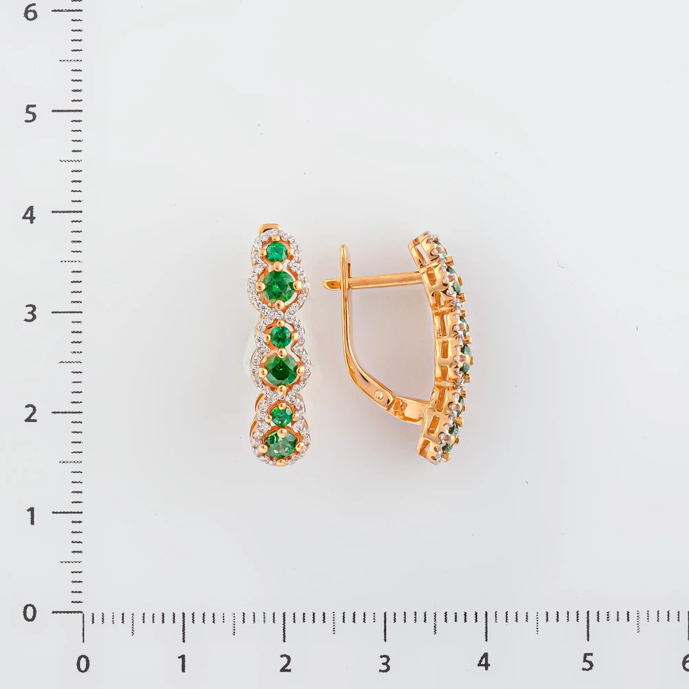 Серьги с фианитом из красного золота 585 пробы