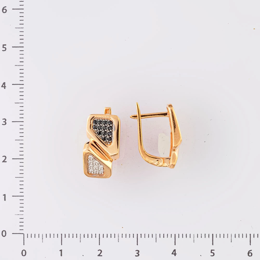 Серьги с фианитом из красного золота 585 пробы