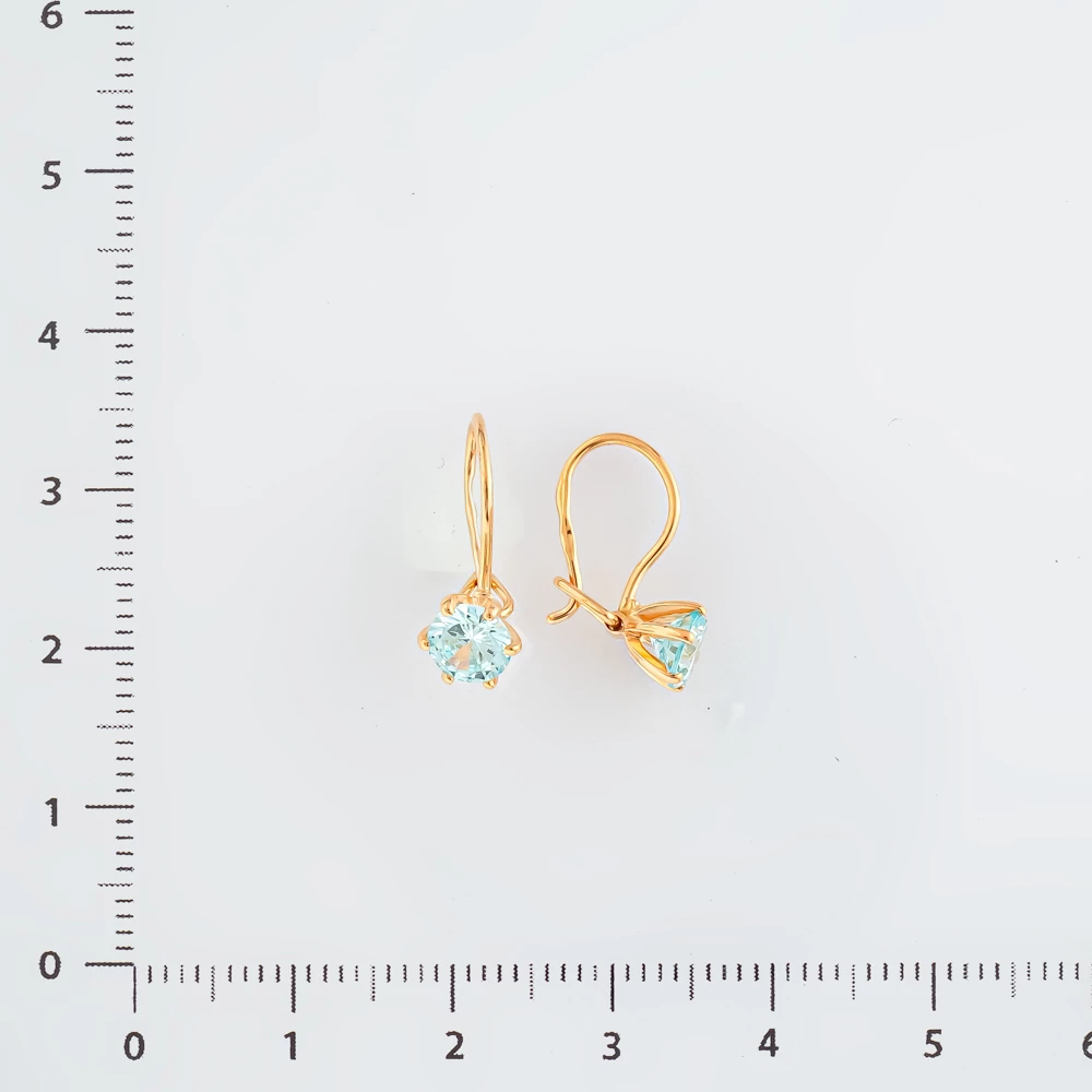 Серьги с фианитом из красного золота 585 пробы