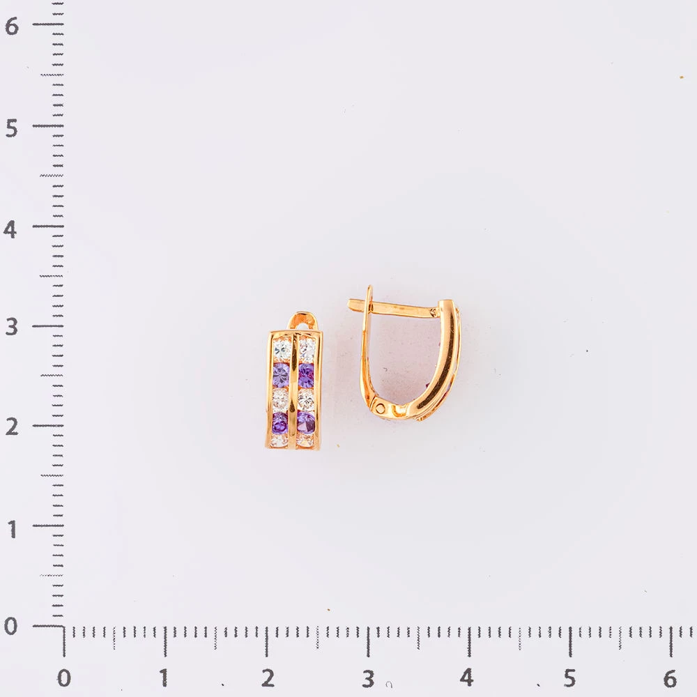 Серьги с фианитом из красного золота 585 пробы