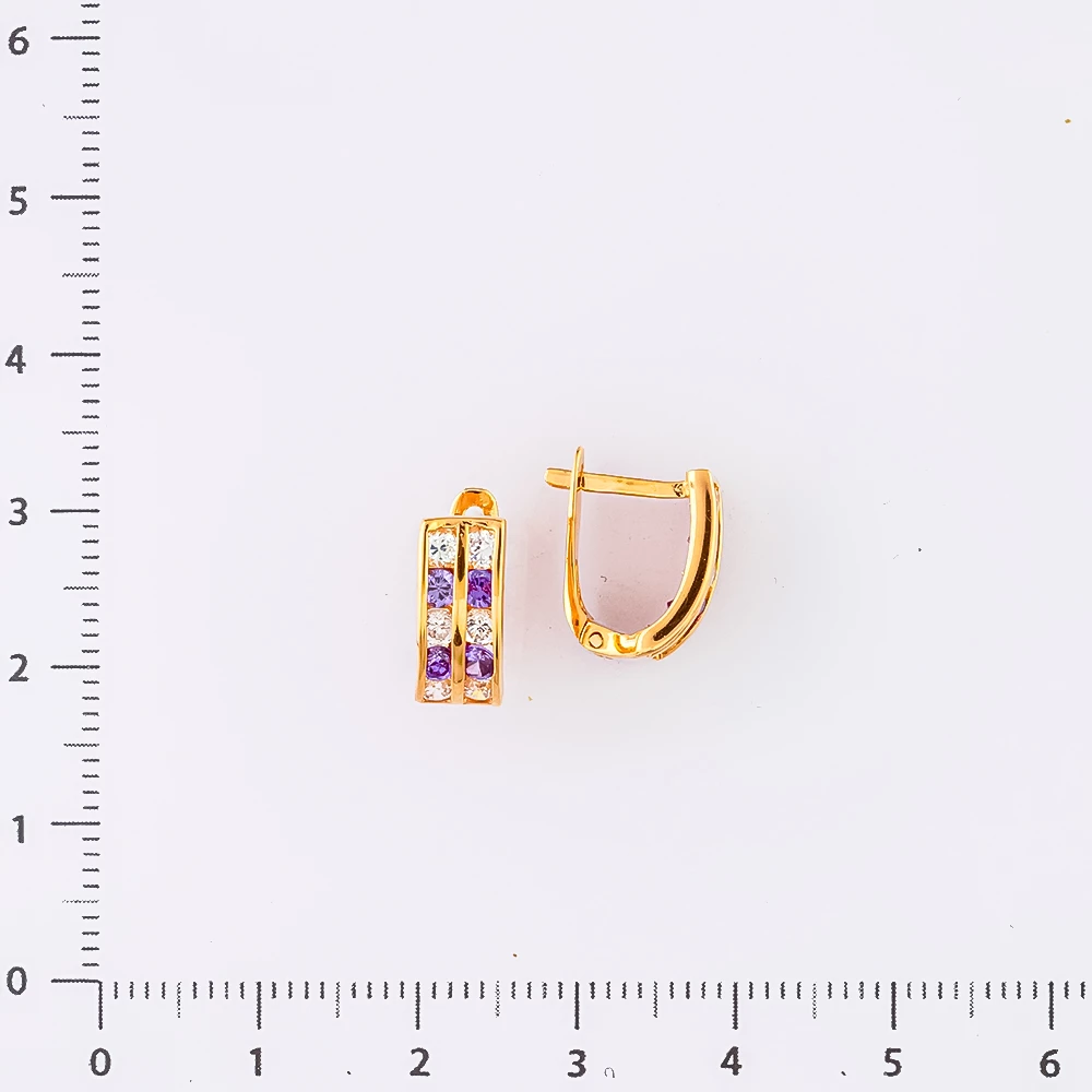 Серьги с фианитом из красного золота 585 пробы