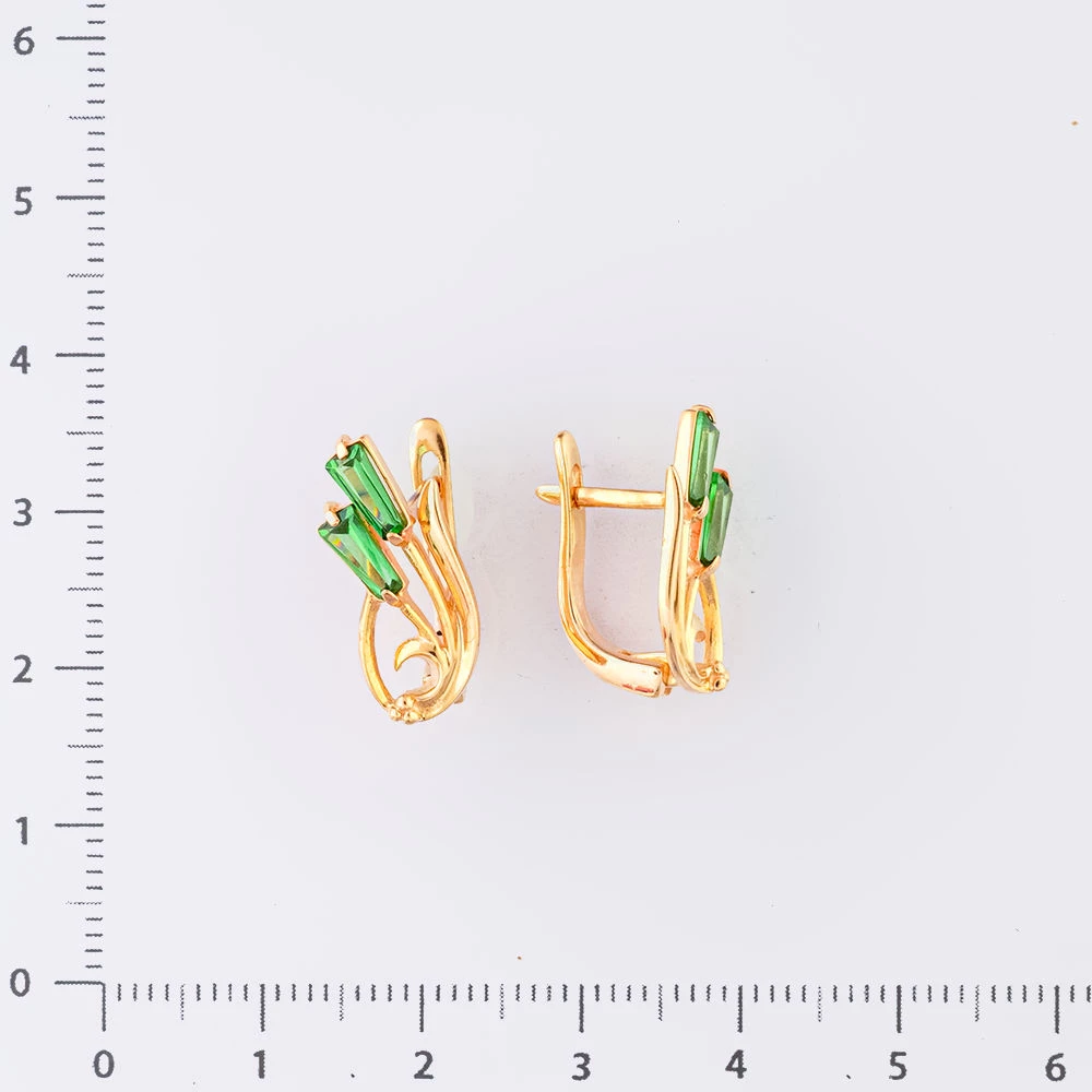 Серьги с фианитом из красного золота 585 пробы