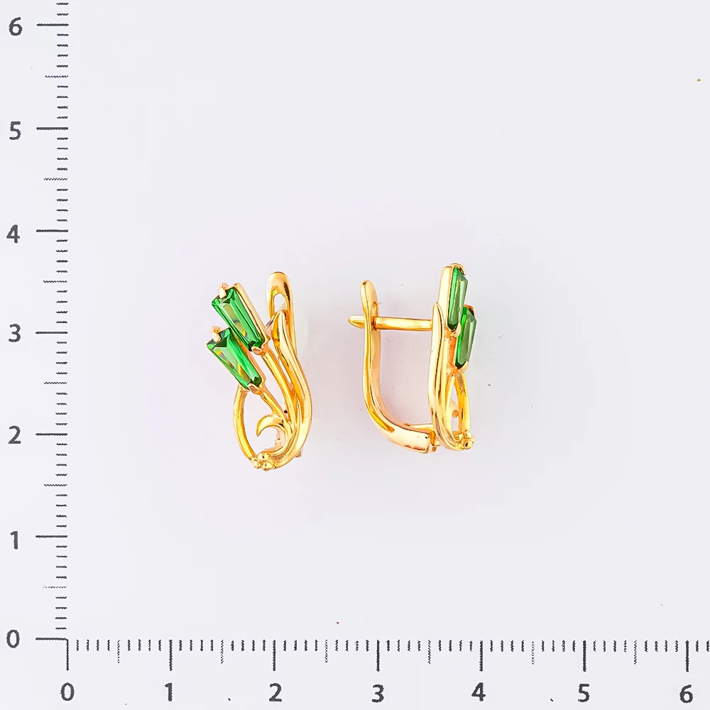 Серьги с фианитом из красного золота 585 пробы