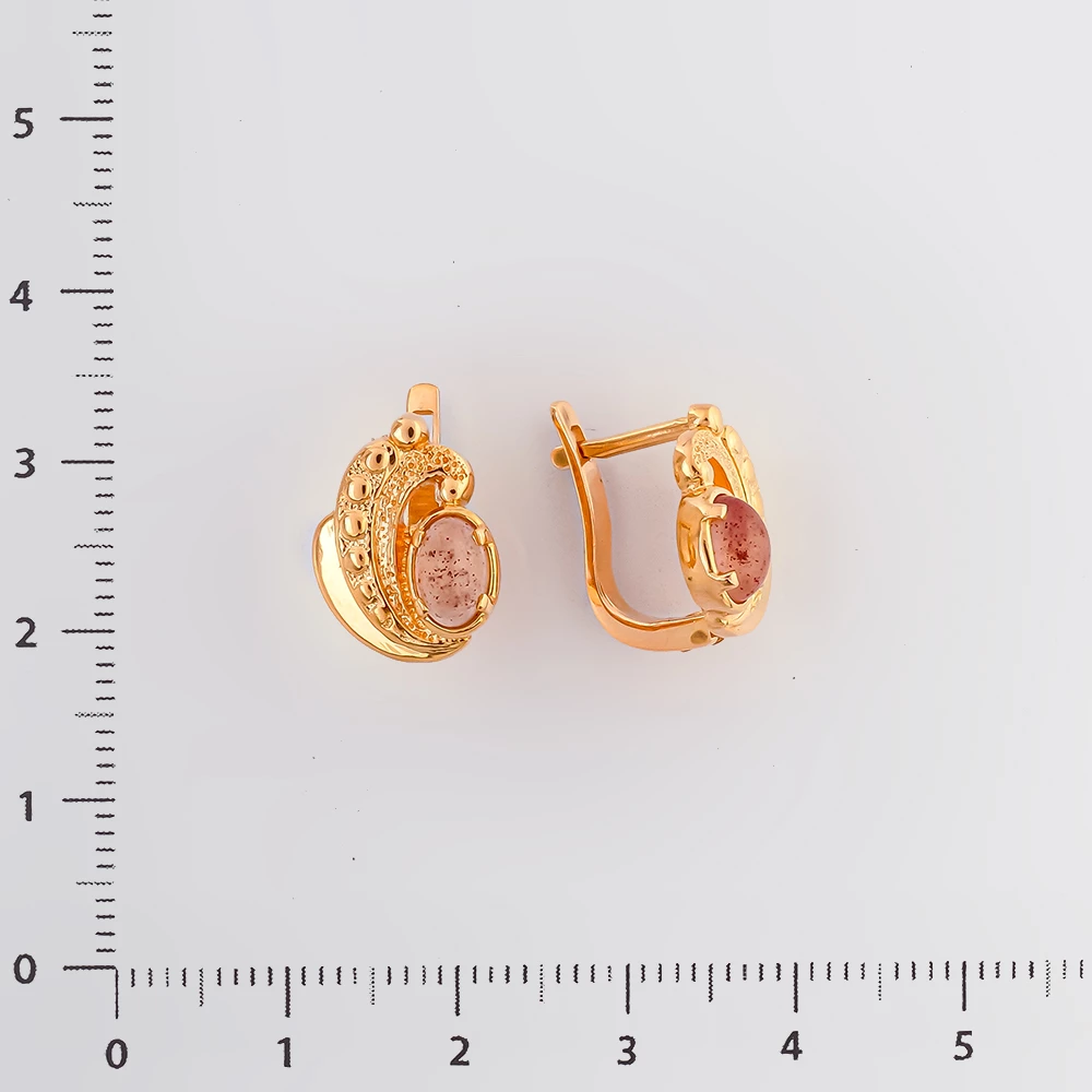 Серьги с халцедоном из красного золота 585 пробы