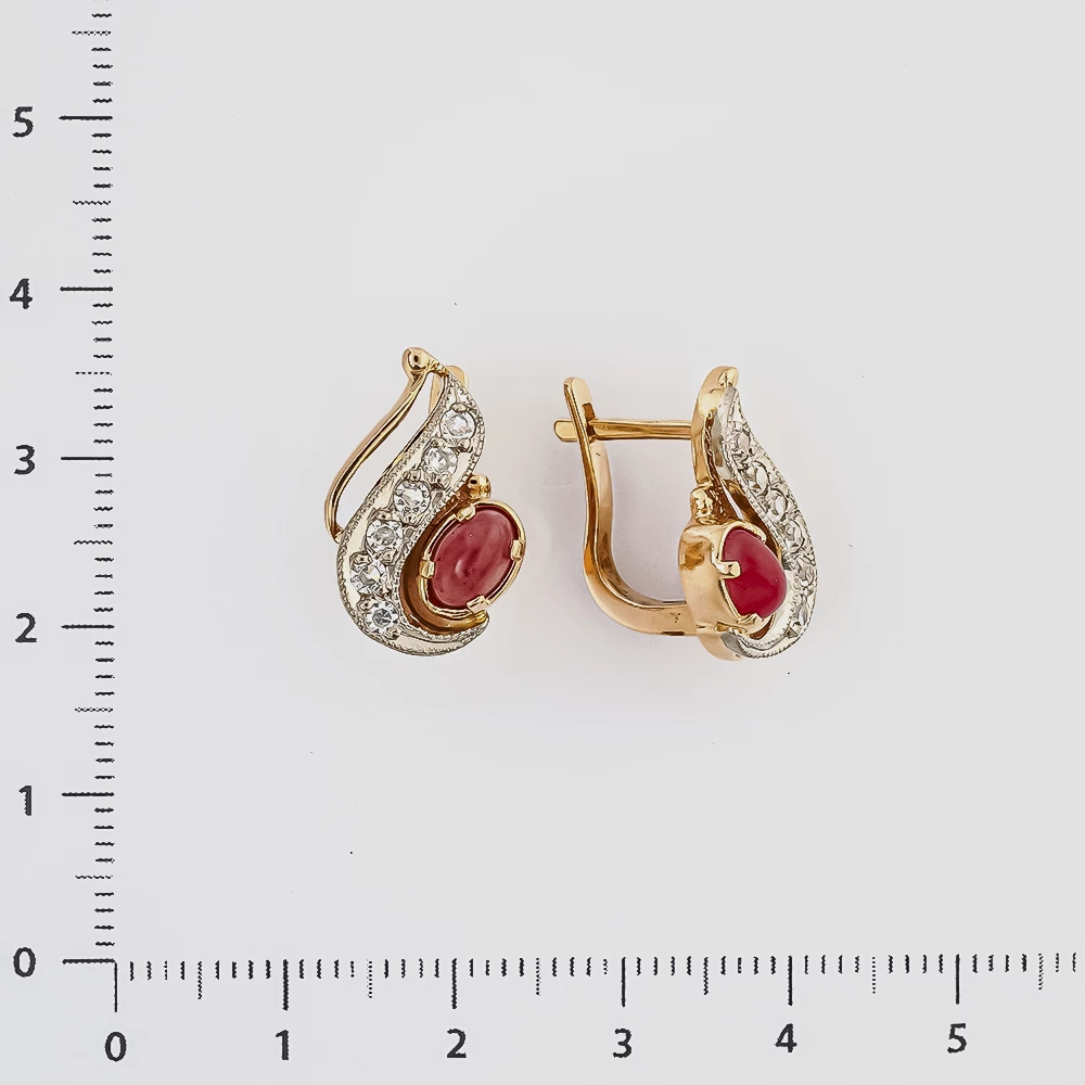 Серьги с халцедоном из красного золота 585 пробы