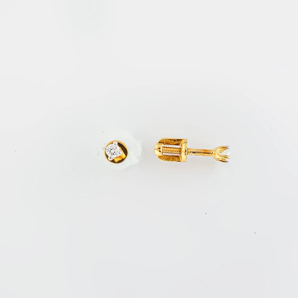 Серьги с бриллиантом из желтого золота 585 пробы