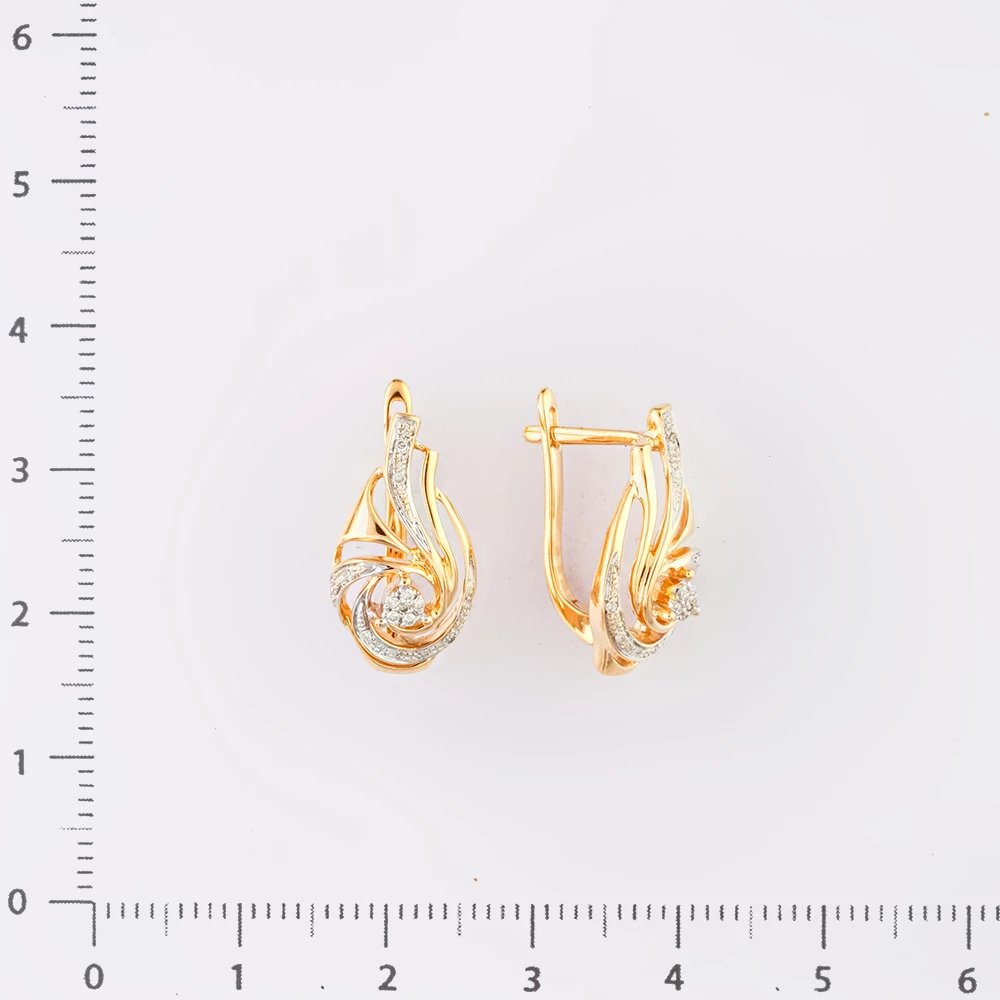 Серьги с бриллиантом из красного золота 585 пробы