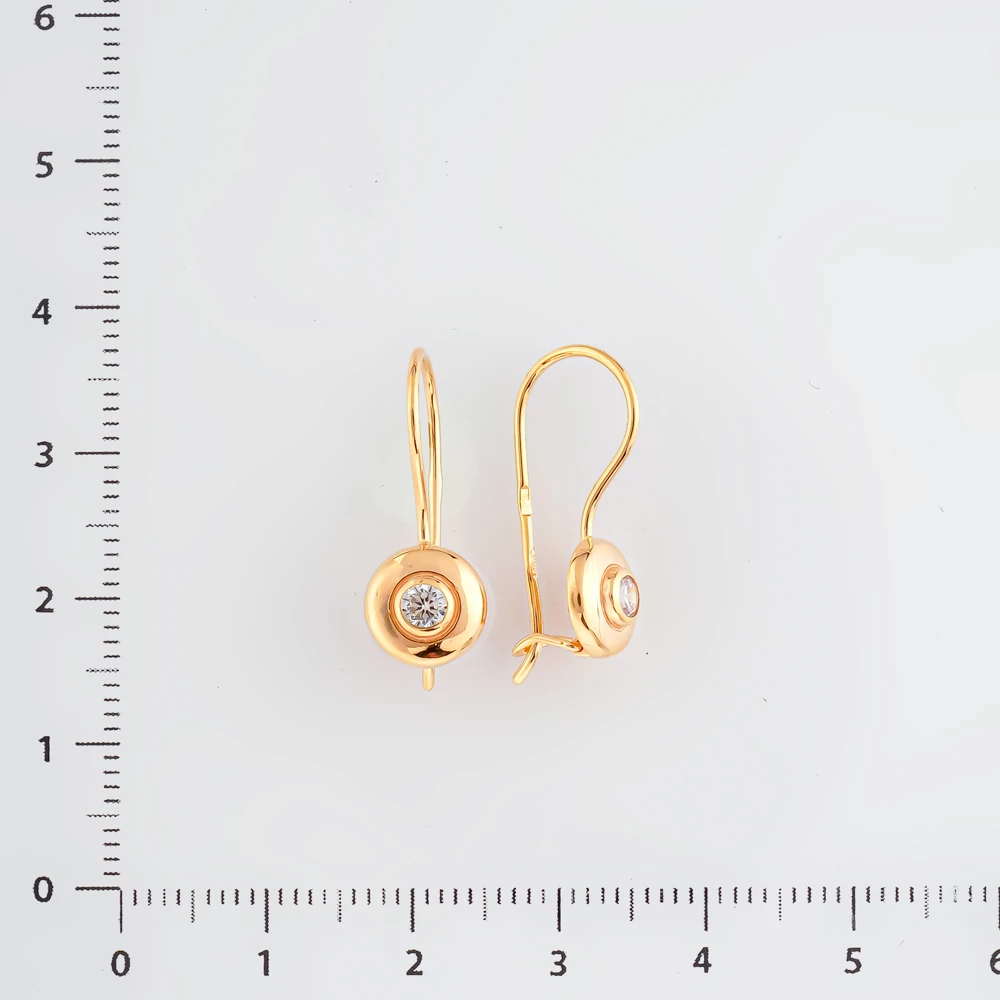 Серьги с фианитом из красного золота 585 пробы
