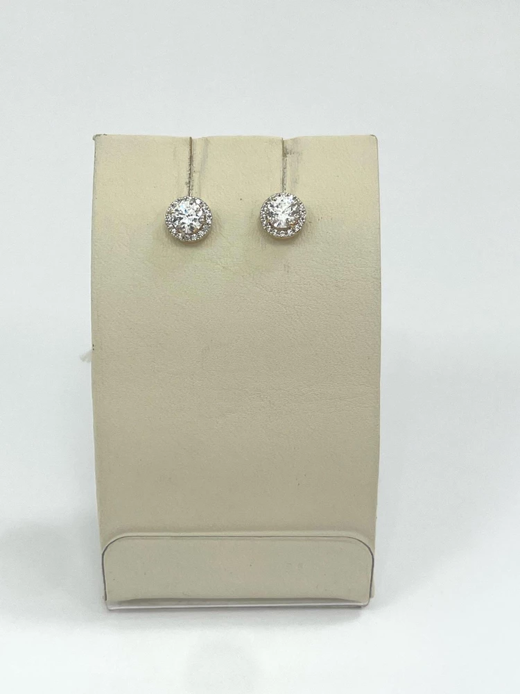 Серьги с фианитом из красного золота 585 пробы