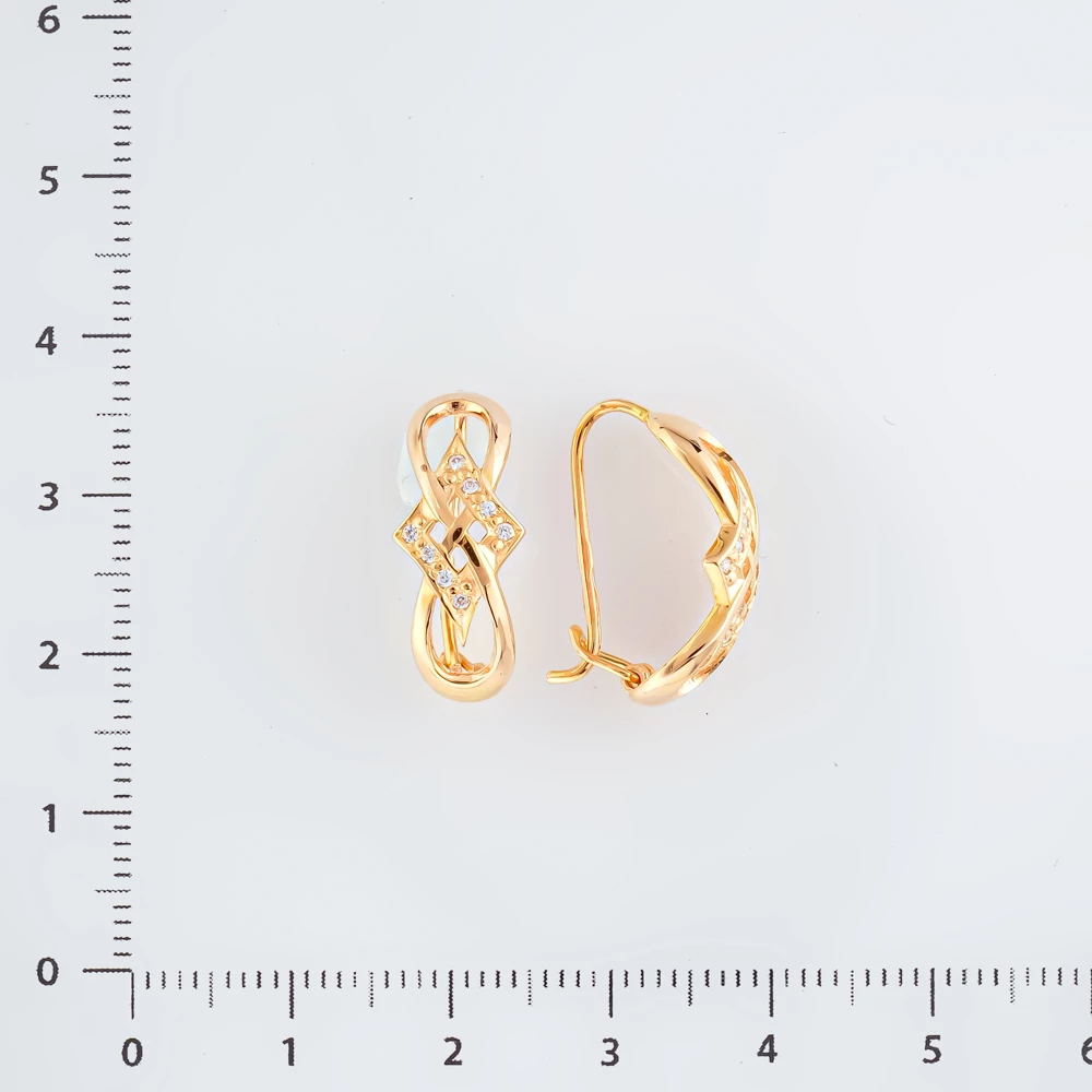 Серьги с фианитом из красного золота 585 пробы