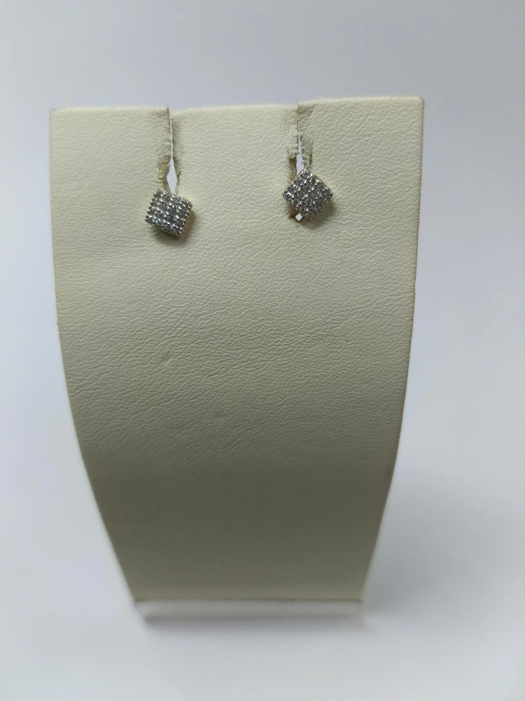 Серьги с фианитом из красного золота 585 пробы