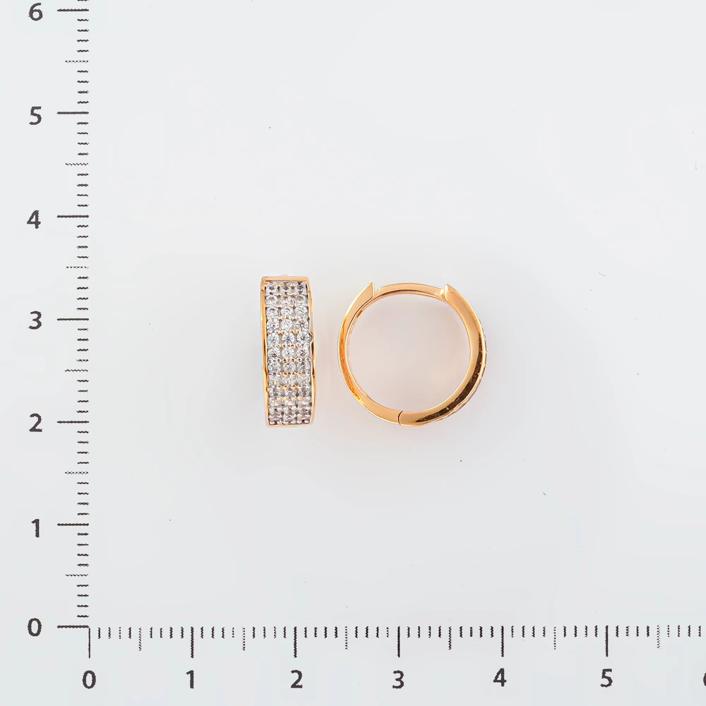 Серьги с фианитом из красного золота 585 пробы