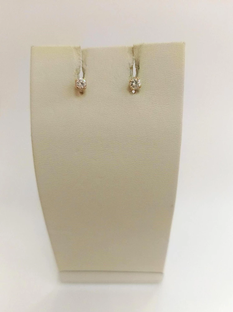 Серьги с фианитом из красного золота 585 пробы