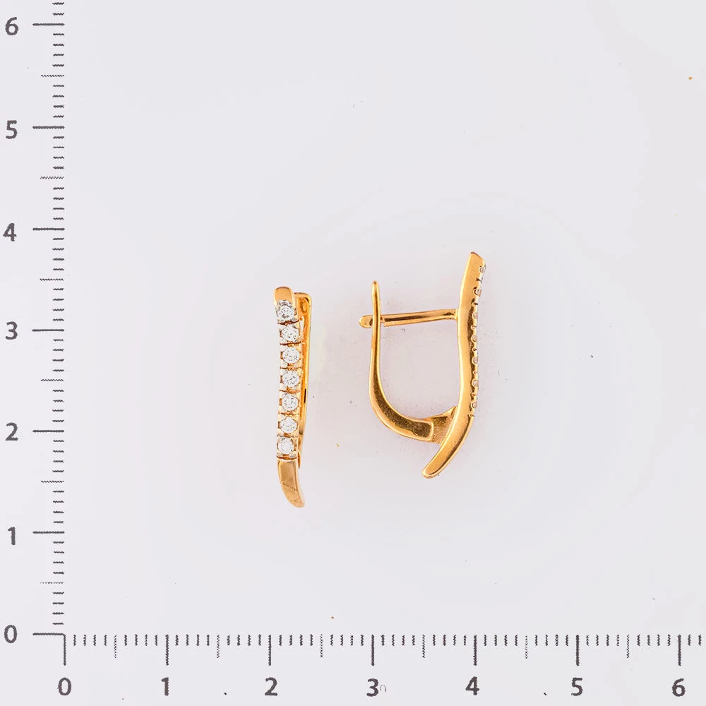 Серьги с фианитом из красного золота 585 пробы