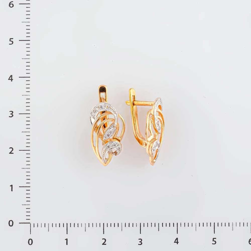 Серьги с фианитом из красного золота 585 пробы