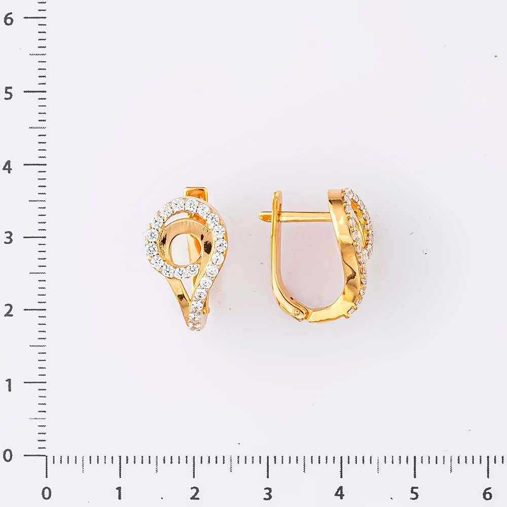 Серьги с фианитом из красного золота 585 пробы