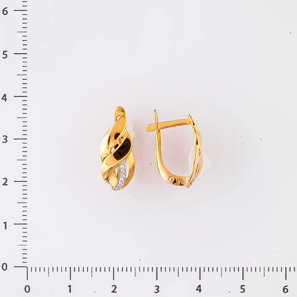 Серьги с фианитом из красного золота 585 пробы