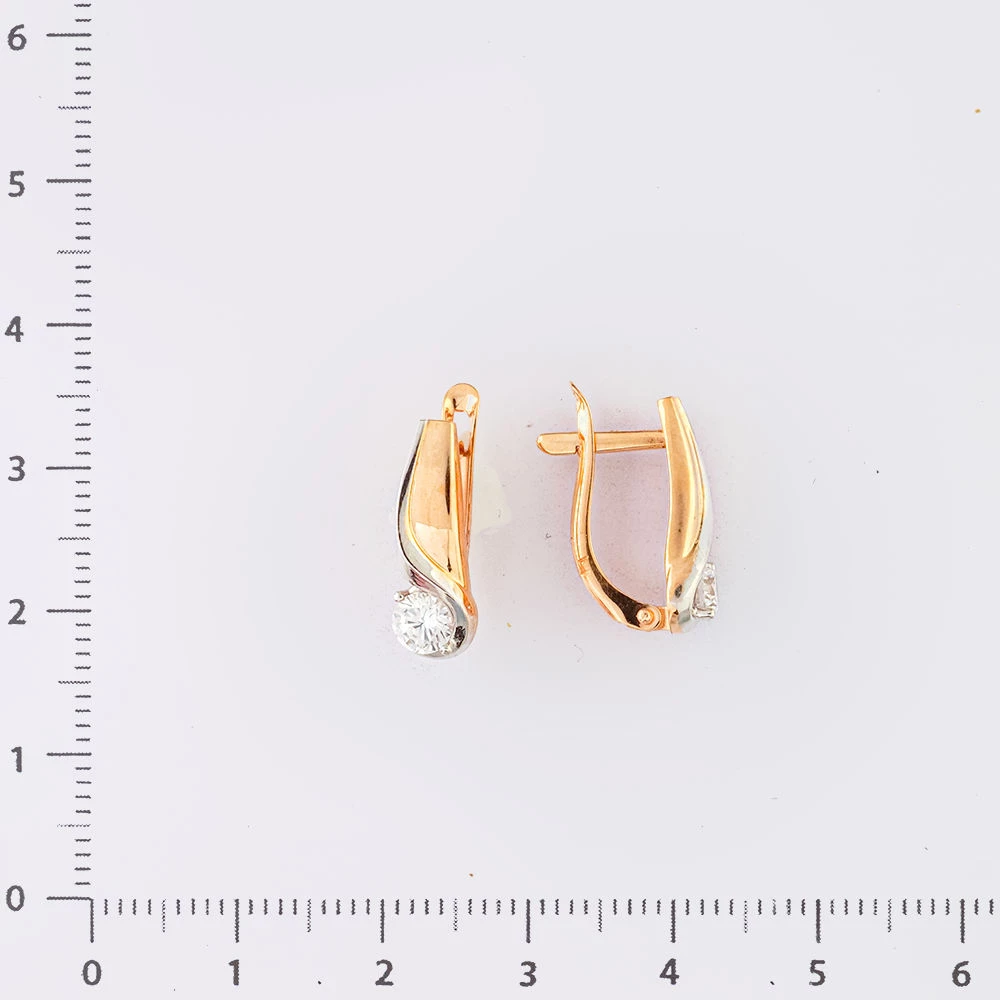 Серьги с фианитом из красного золота 585 пробы