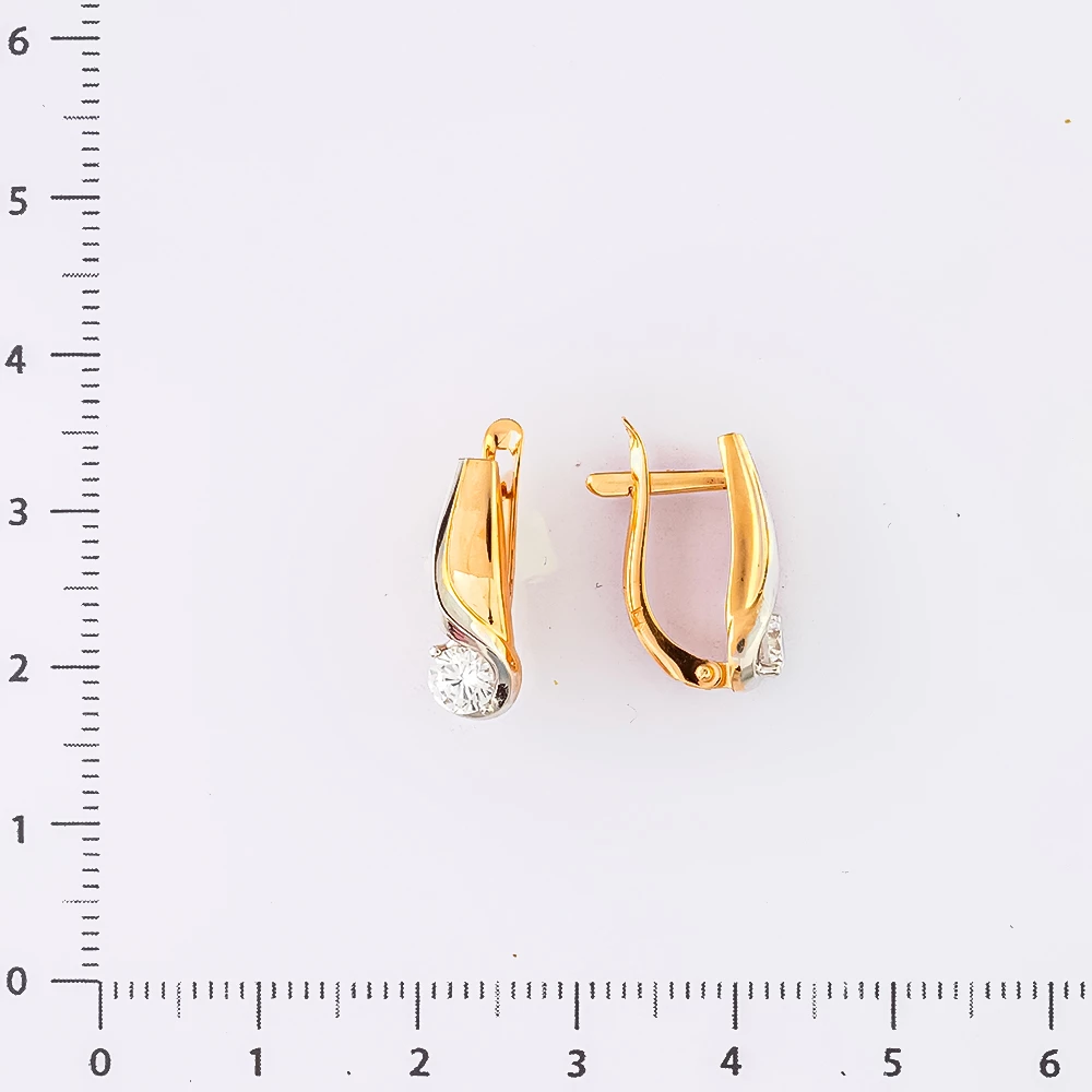 Серьги с фианитом из красного золота 585 пробы