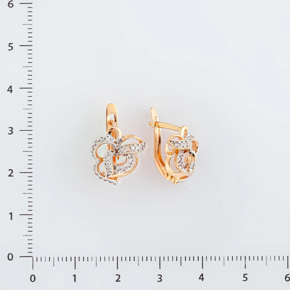 Серьги с фианитом из красного золота 585 пробы