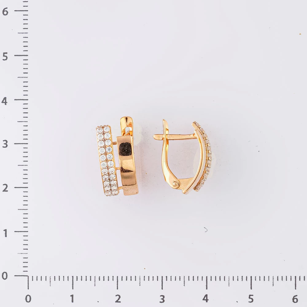 Серьги с фианитом из красного золота 585 пробы