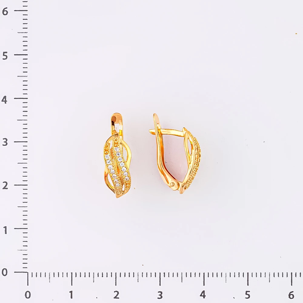 Серьги с фианитом из красного золота 585 пробы