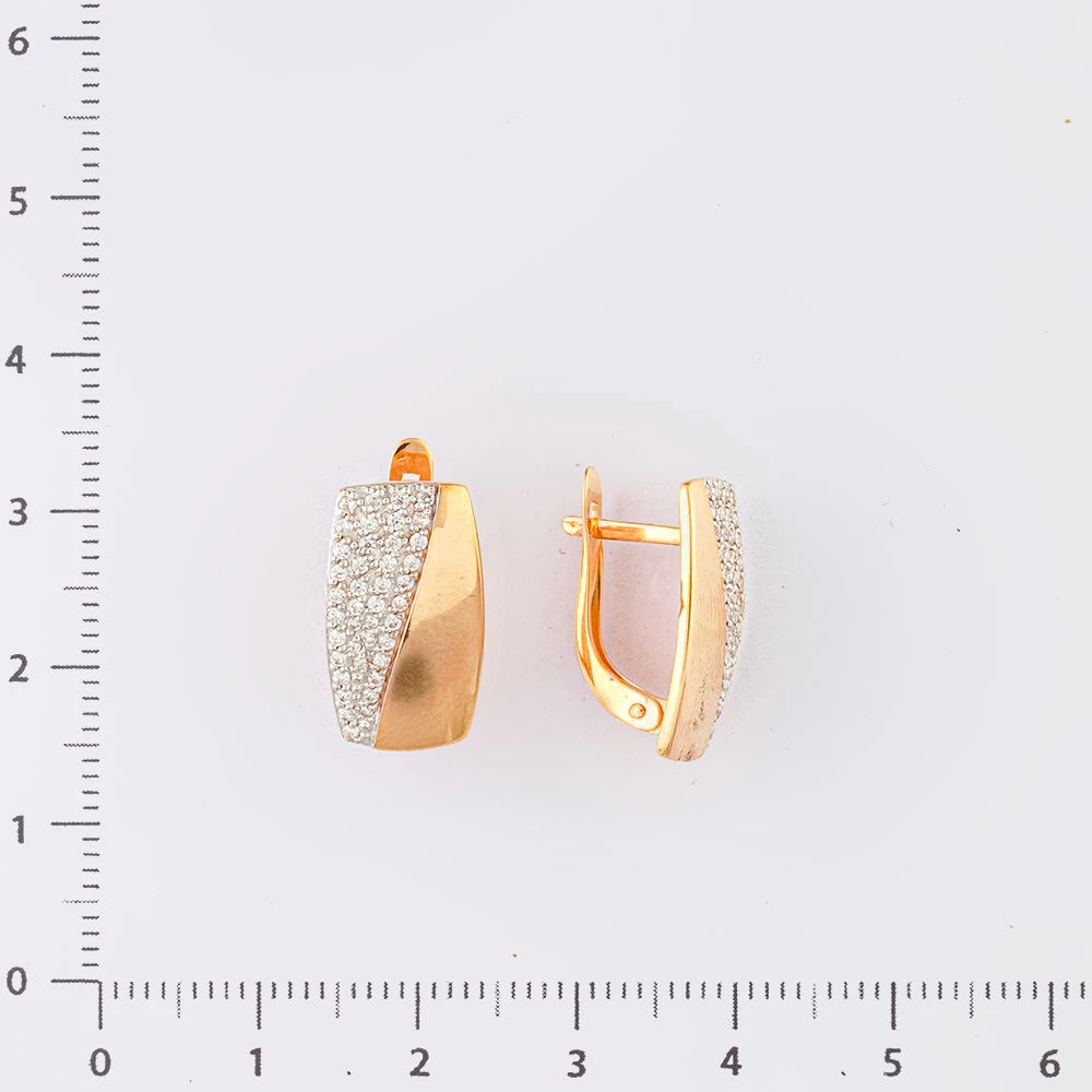 Серьги с фианитом из красного золота 585 пробы