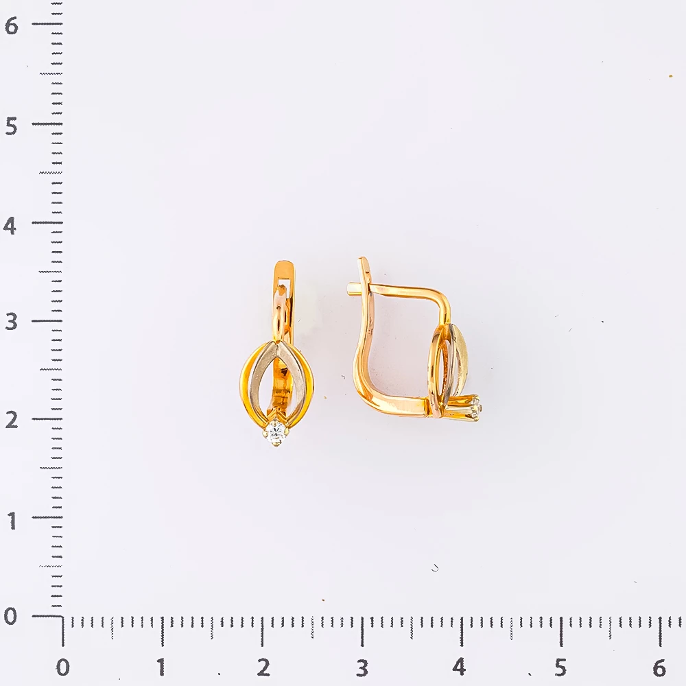 Серьги с фианитом из красного золота 585 пробы