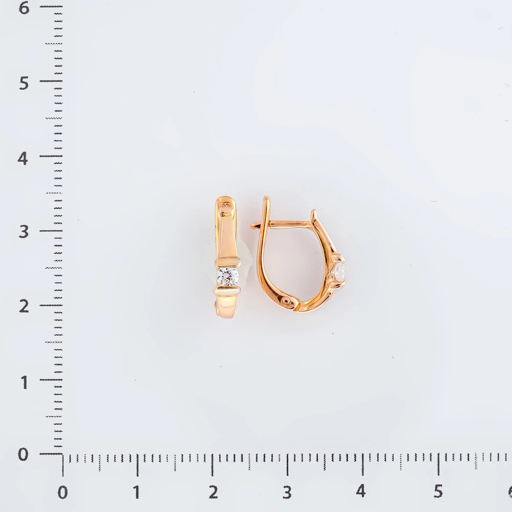 Серьги с фианитом из красного золота 585 пробы