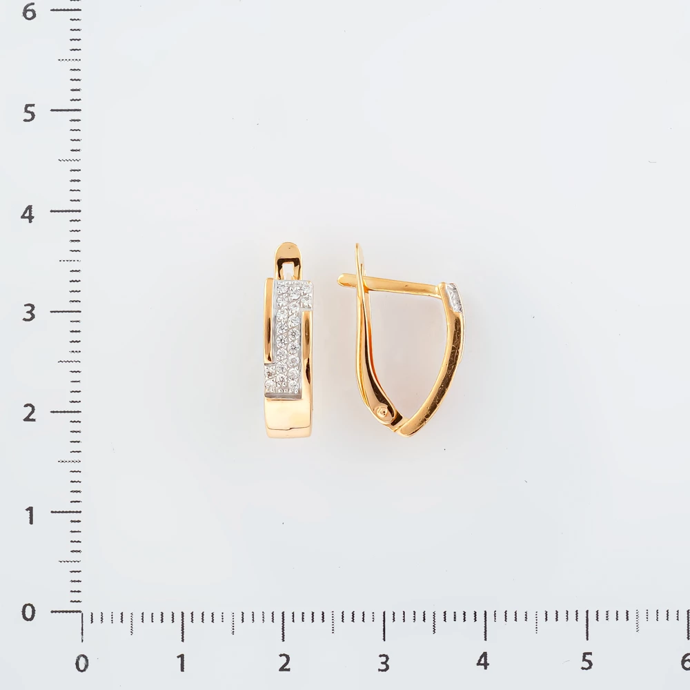 Серьги с фианитом из красного золота 585 пробы