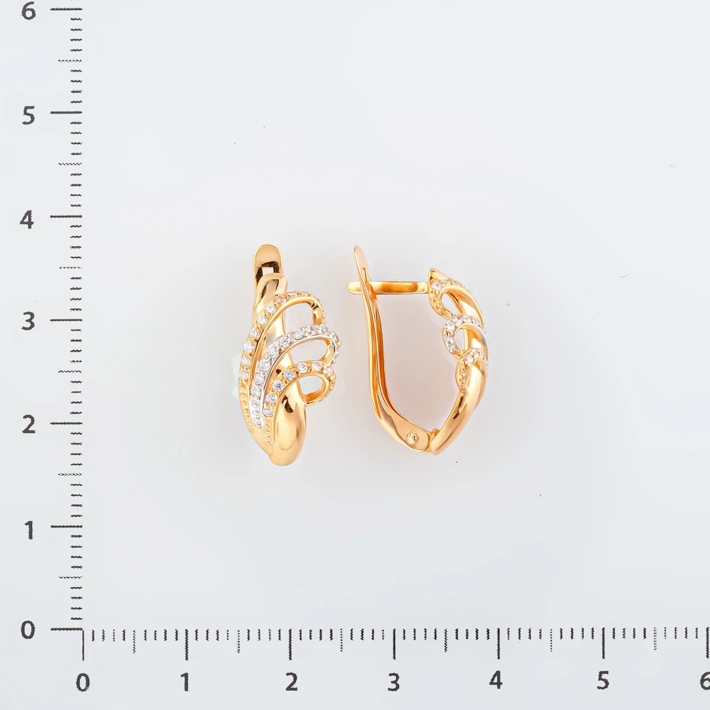 Серьги с фианитом из красного золота 585 пробы