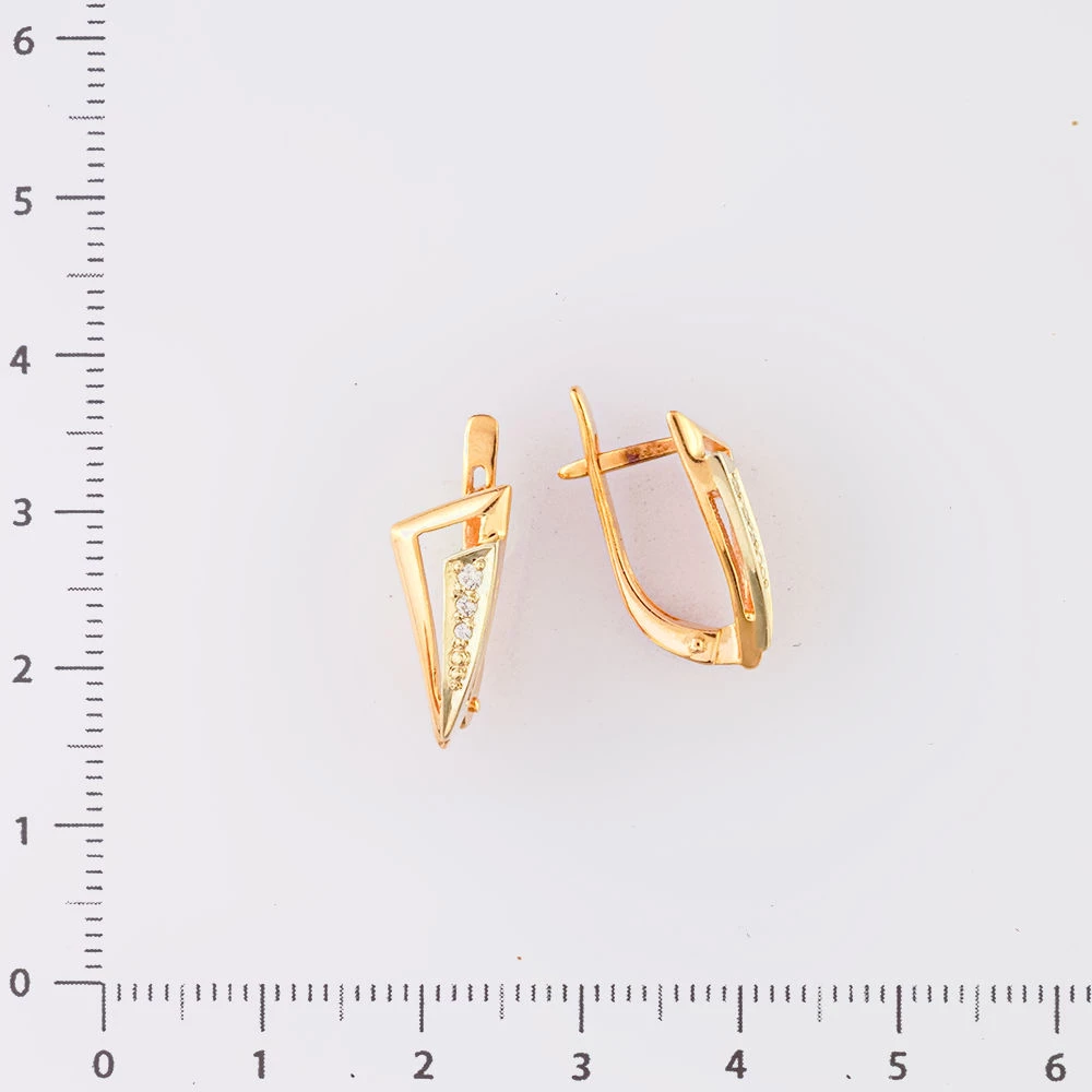 Серьги с фианитом из красного золота 585 пробы