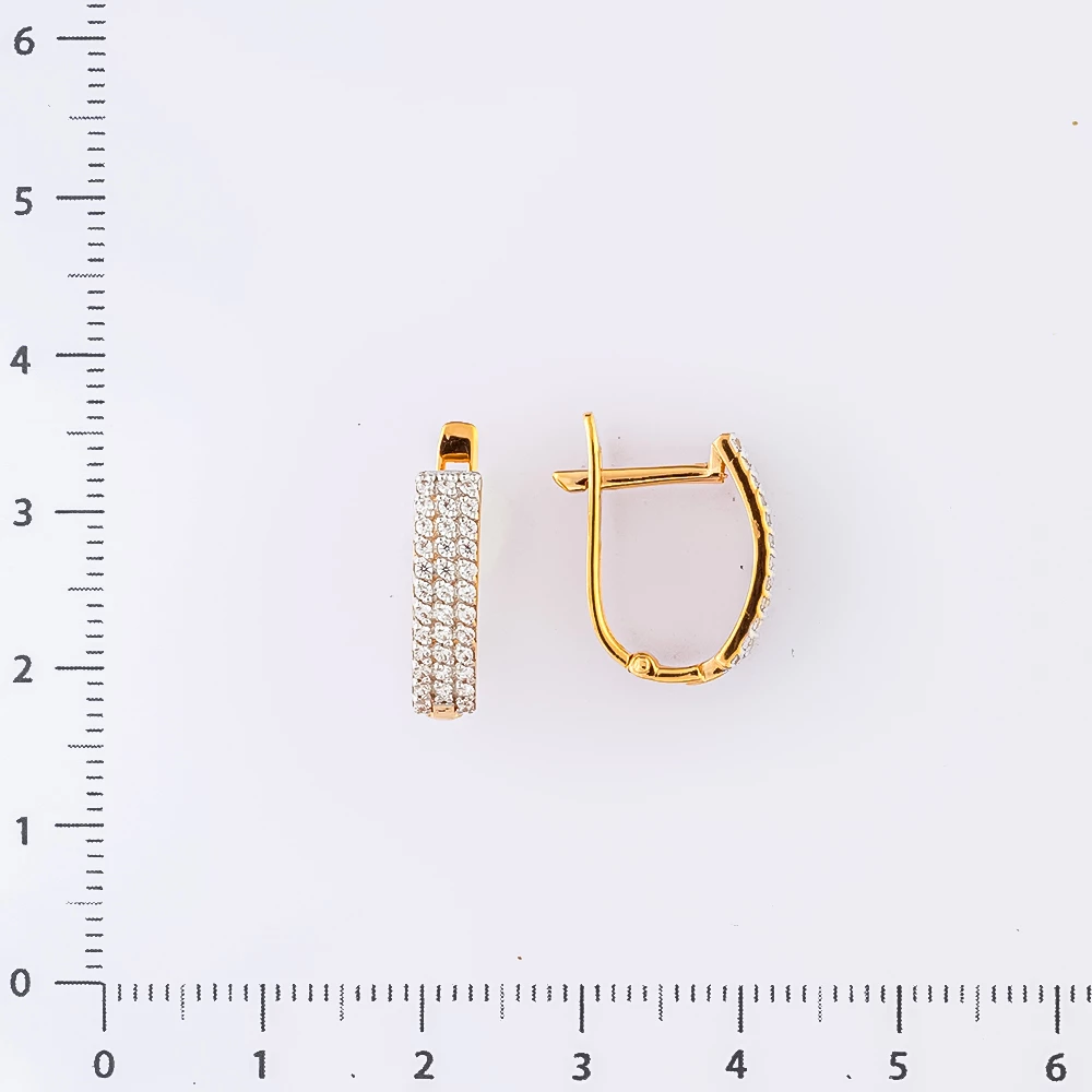 Серьги с фианитом из красного золота 585 пробы