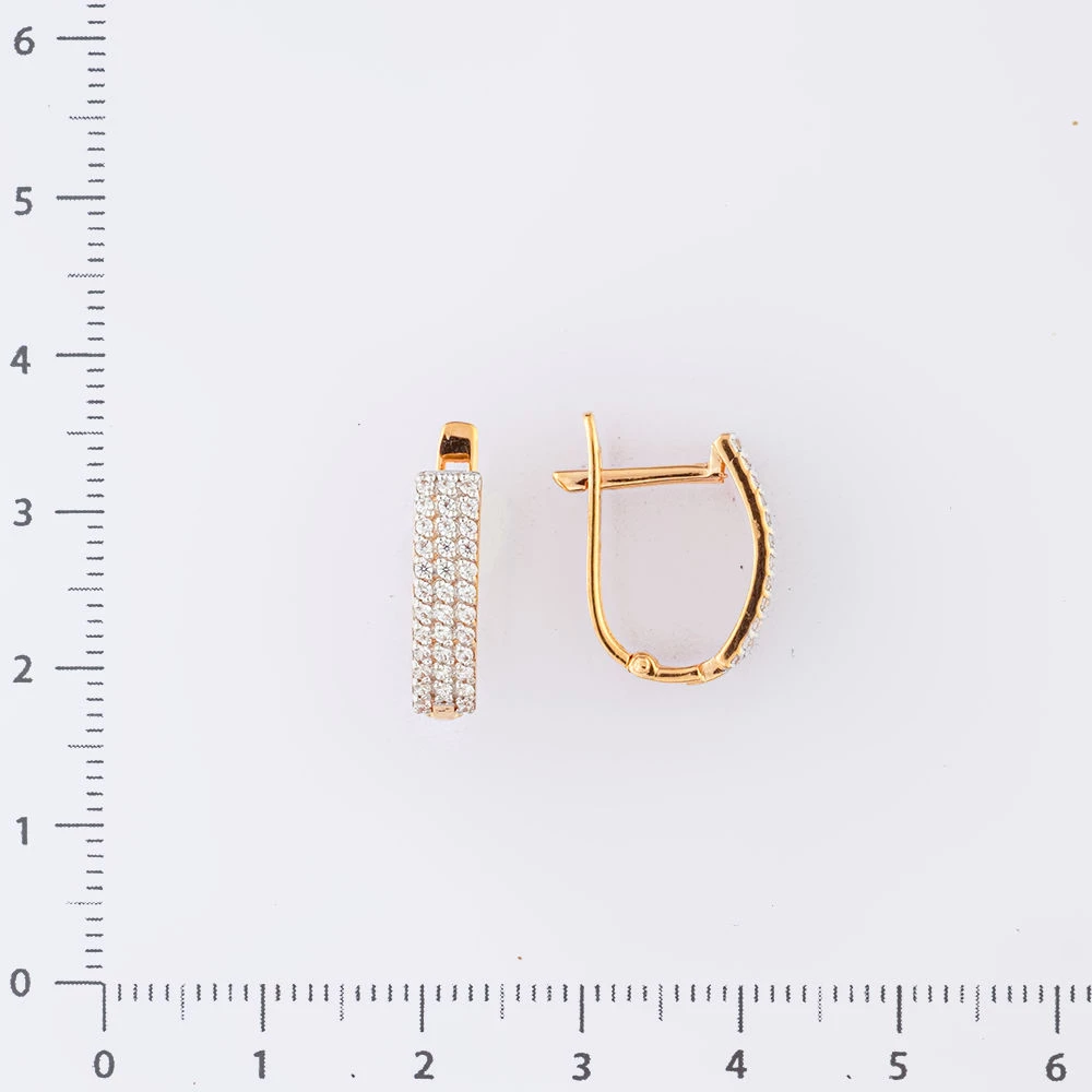 Серьги с фианитом из красного золота 585 пробы