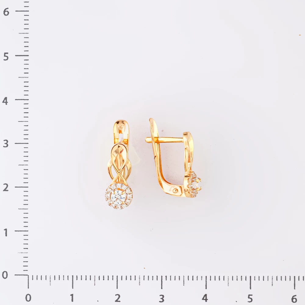 Серьги с фианитом из красного золота 585 пробы
