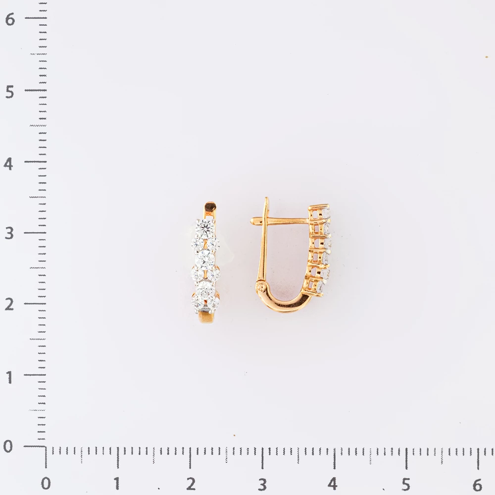 Серьги с фианитом из красного золота 585 пробы