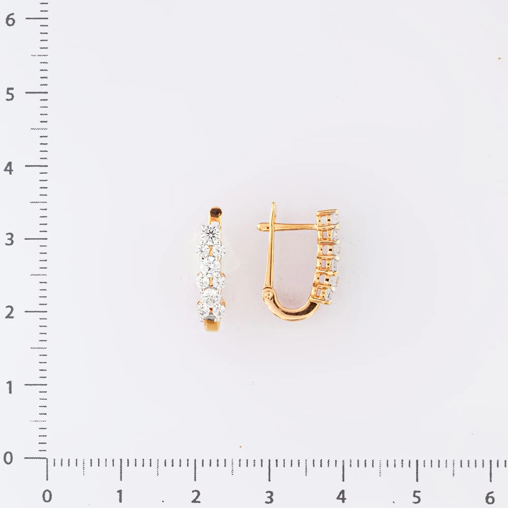 Серьги с фианитом из красного золота 585 пробы