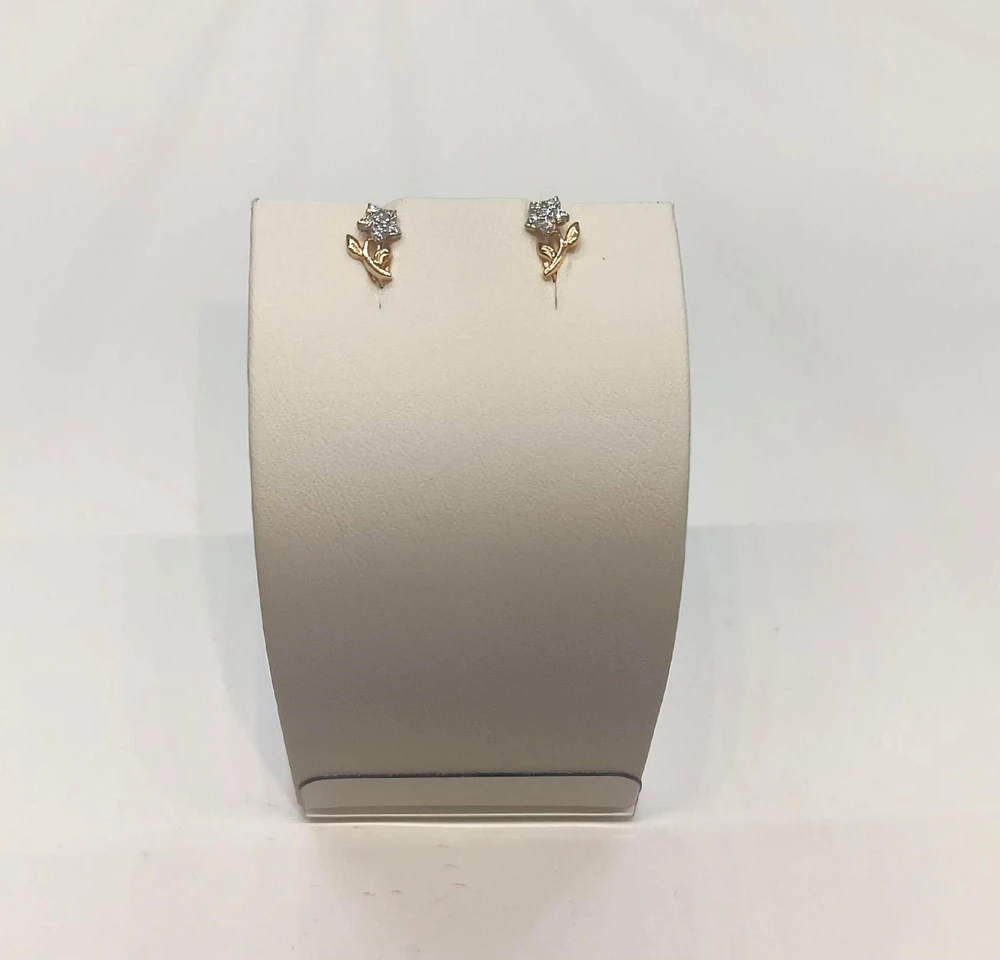 Серьги с фианитом из красного золота 585 пробы