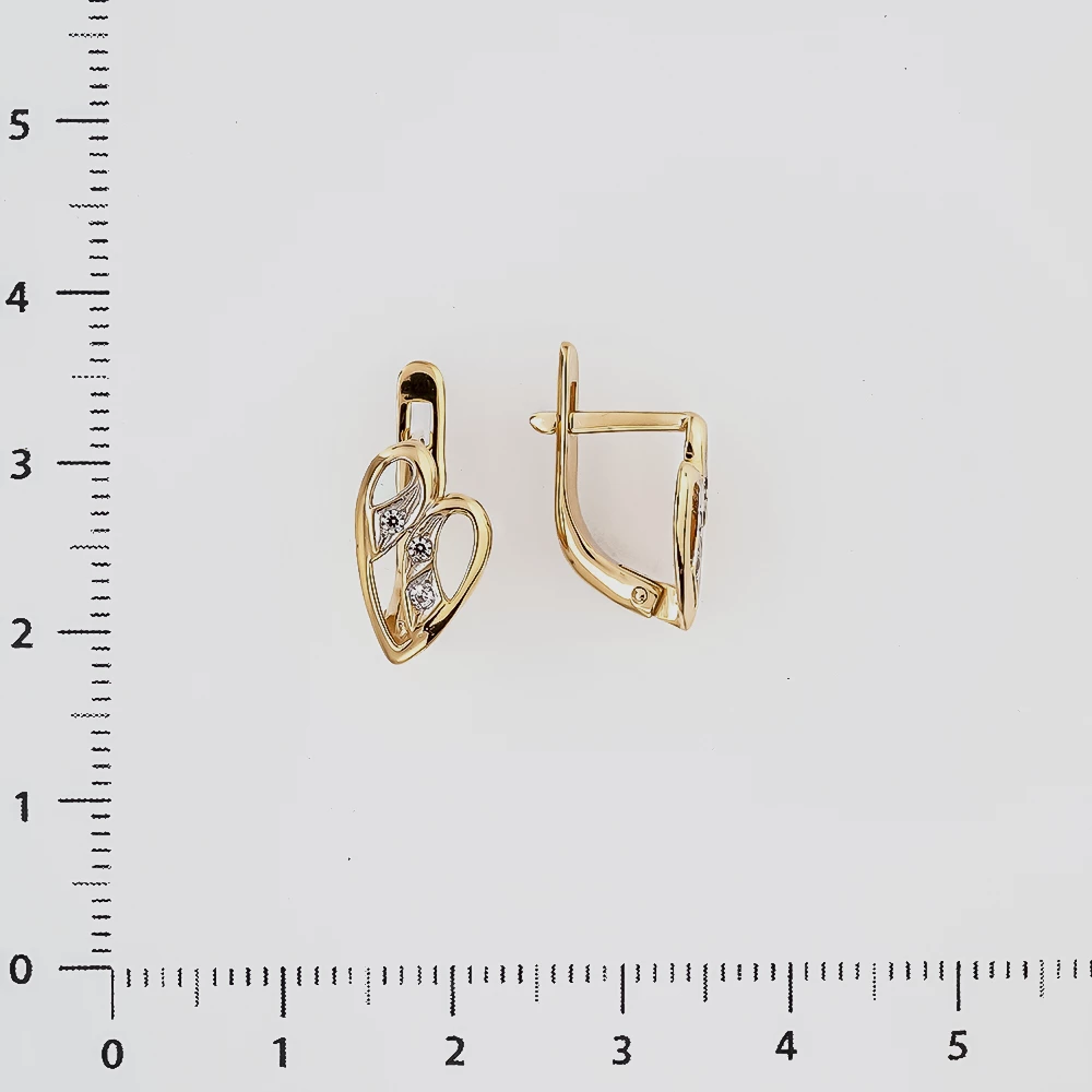 Серьги с фианитом из красного золота 585 пробы