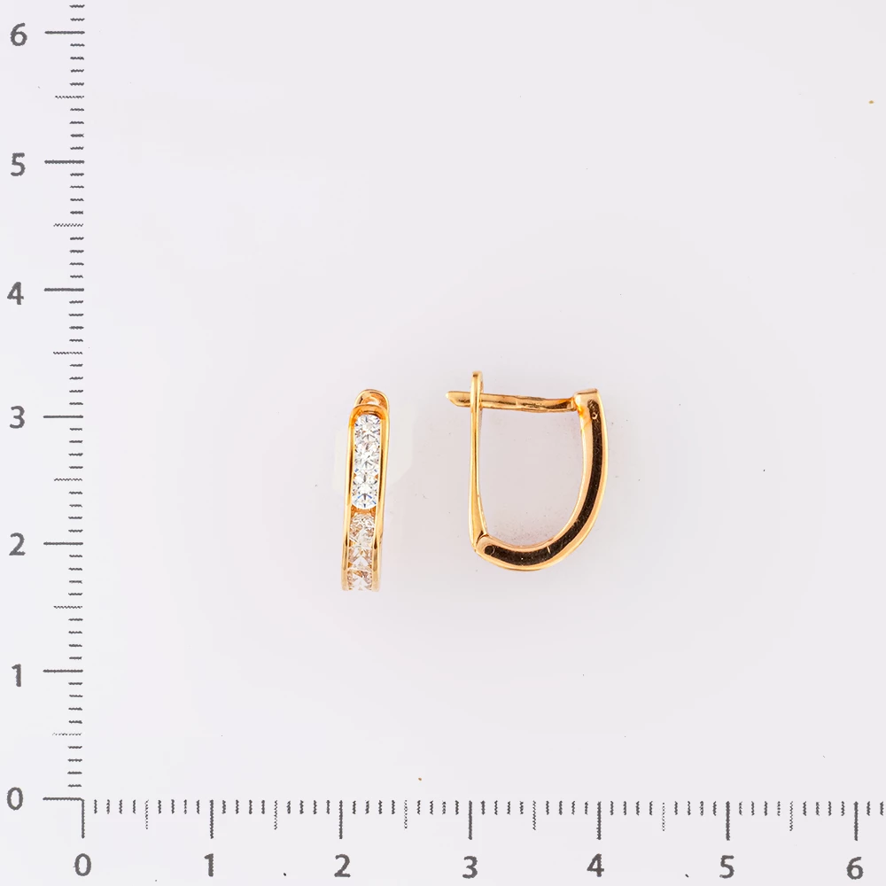 Серьги с фианитом из красного золота 585 пробы