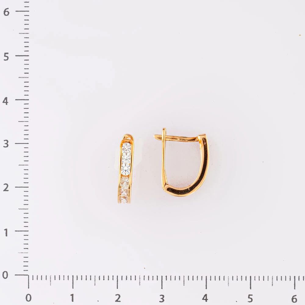 Серьги с фианитом из красного золота 585 пробы