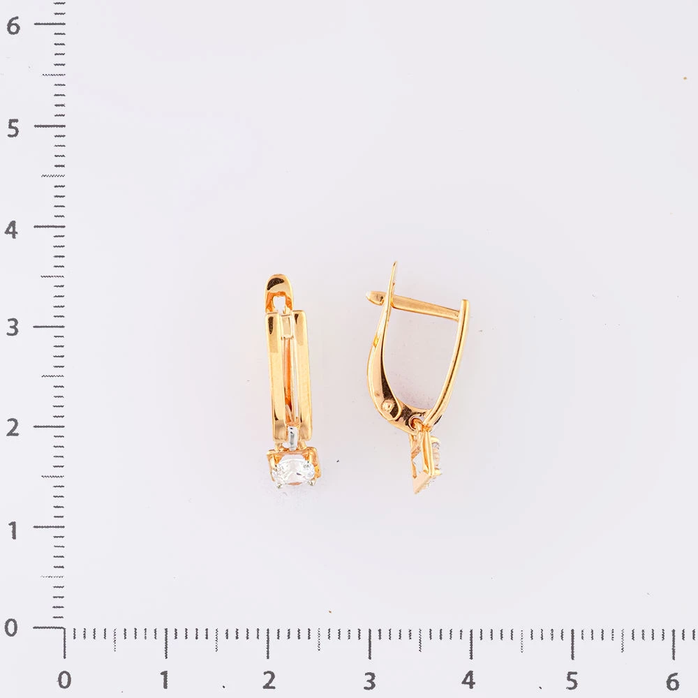 Серьги с фианитом из красного золота 585 пробы