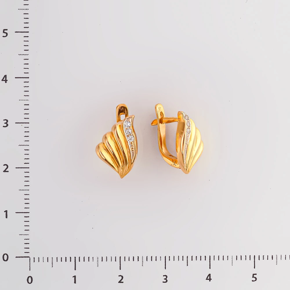 Серьги с фианитом из красного золота 585 пробы
