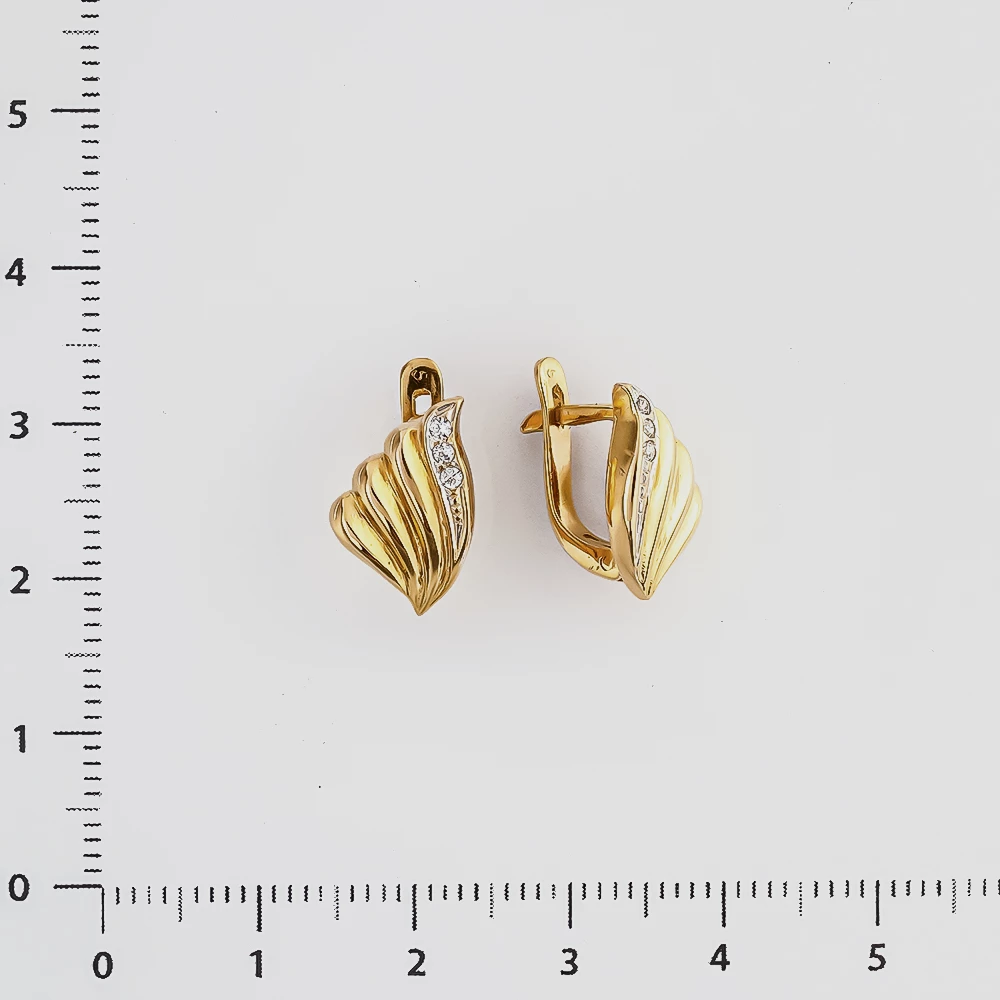Серьги с фианитом из красного золота 585 пробы