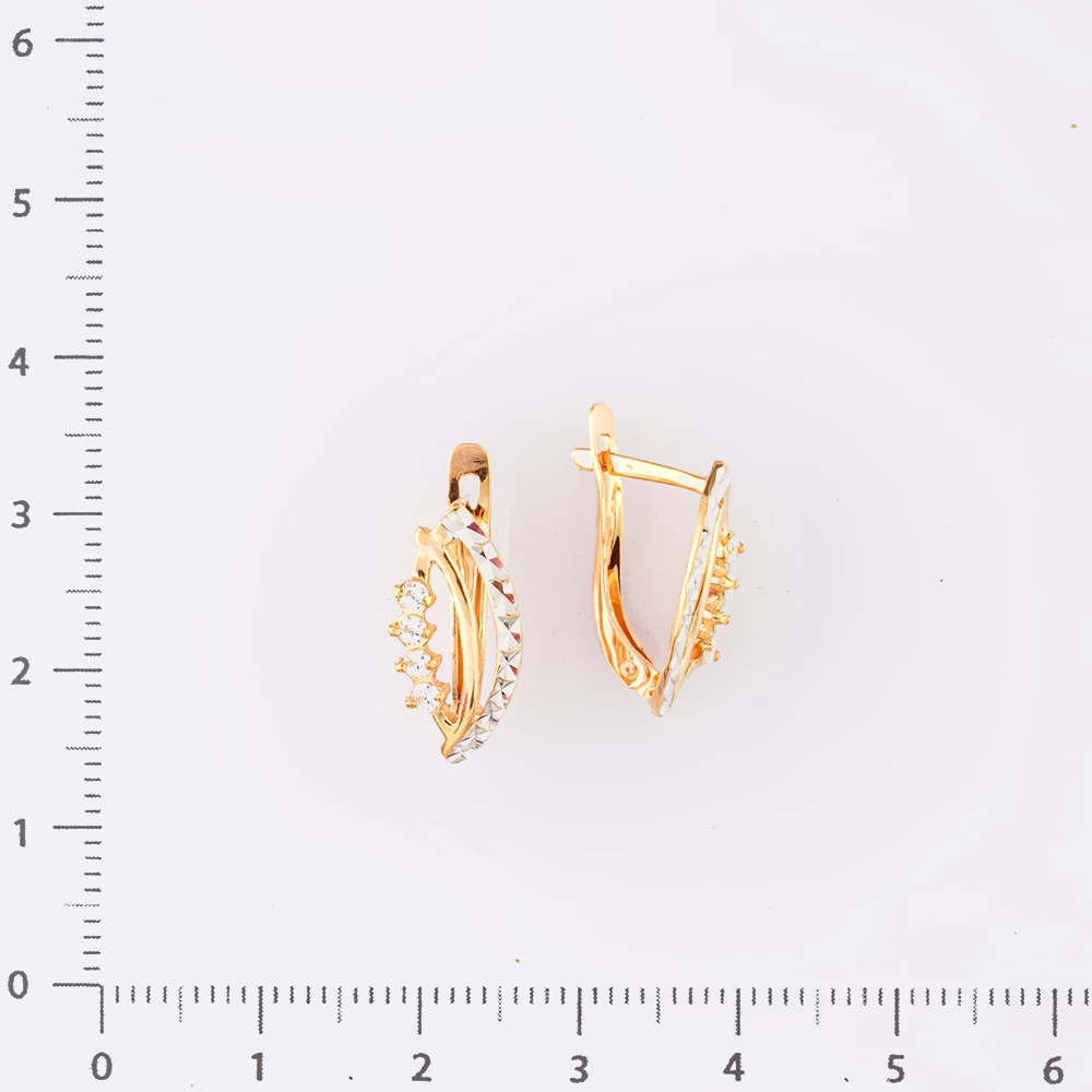 Серьги с фианитом из красного золота 585 пробы