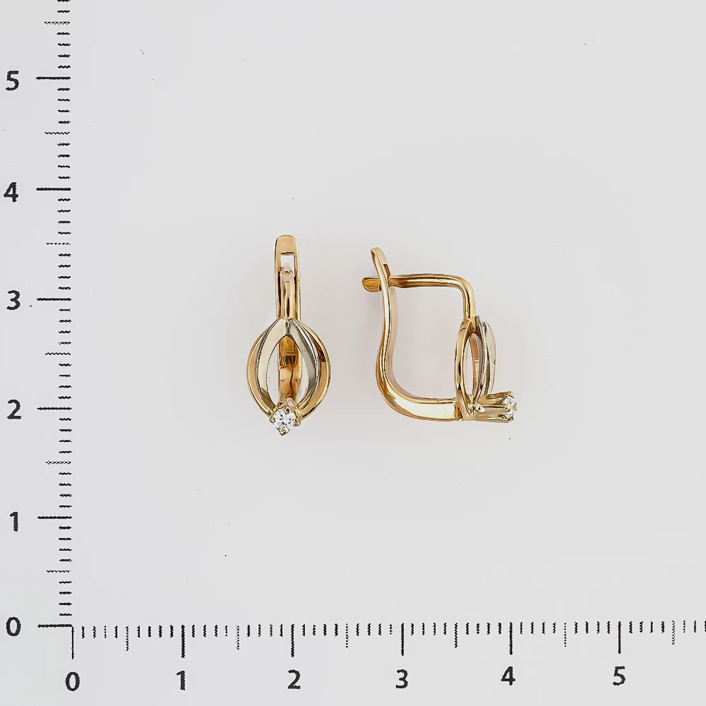Серьги с фианитом из красного золота 585 пробы