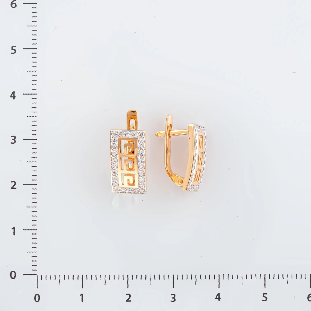 Серьги с фианитом из красного золота 585 пробы