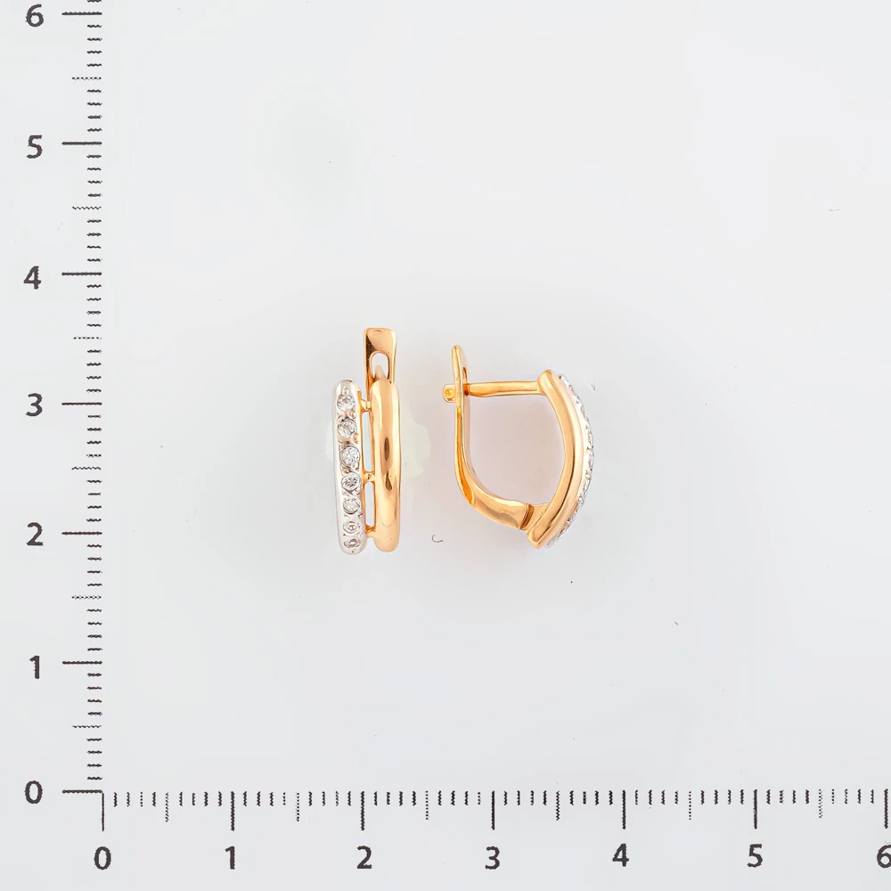 Серьги с фианитом из красного золота 585 пробы